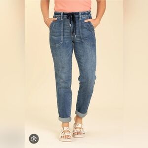 Judy Blue Jogger Women's Size 9/29, Darkwash Stretch Drawstring Modern Preppy
